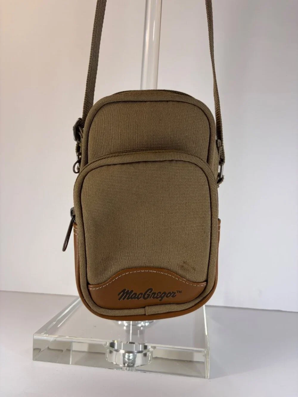 Vintage MacGregor Camera Bag Padded Adjustable Strap Khaki Two Compartment